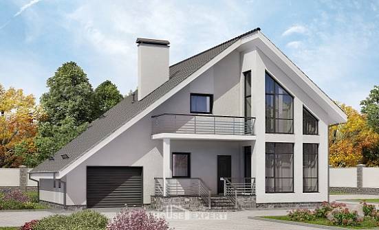 200-007-Л Проект двухэтажного дома с мансардой, гараж, современный домик из твинблока, House Expert
