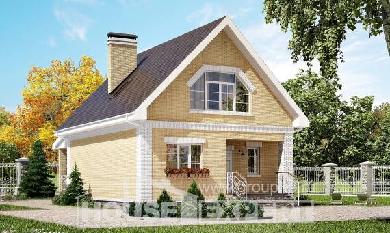 130-004-П Проект двухэтажного дома мансардой, компактный домик из блока, House Expert
