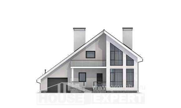 200-007-Л Проект двухэтажного дома мансардой, гараж, просторный дом из блока, House Expert